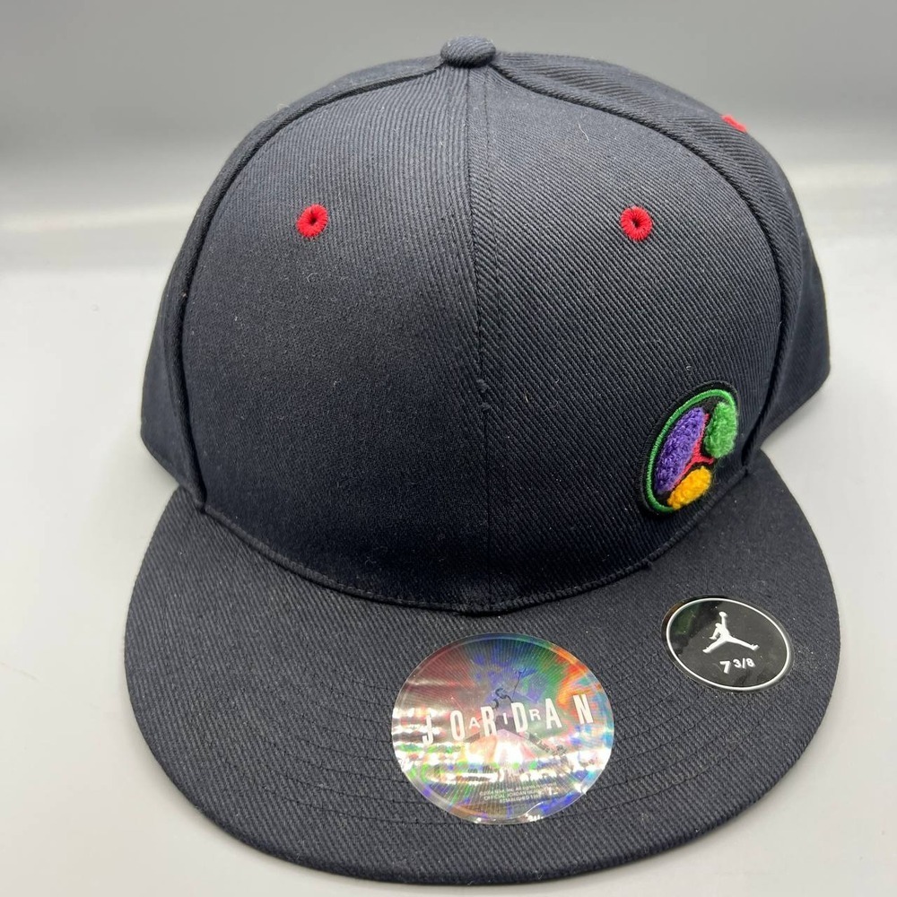 Air Jordan Hat Men 7 3/8 Black Tri-Color Wheel Jumpman Fitted Cap